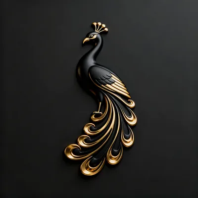 Black and gold peacock emblem